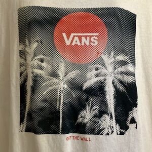 Vans Womens Palm Tree Graphic Ringer Tee Size XL